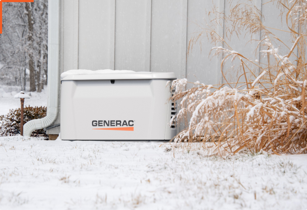 Generac home standby generator protecting a Montana home during winter power outage